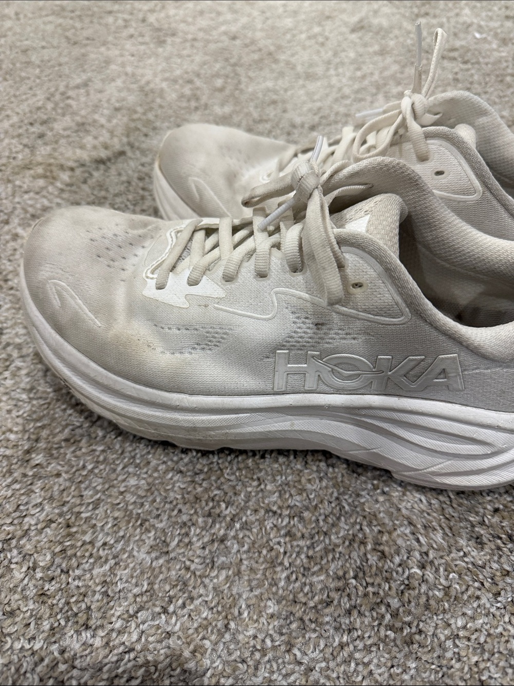 Hoka White Lace-Up Running Sneakers - Picture 3 of 4